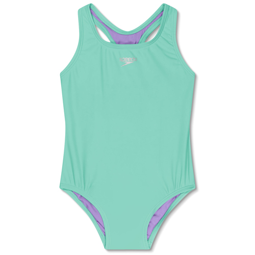 Speedo Solid Racerback One Piece for Girls 8 Arctic Glass